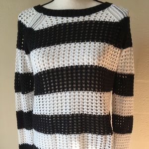 Black and white mesh sweater
